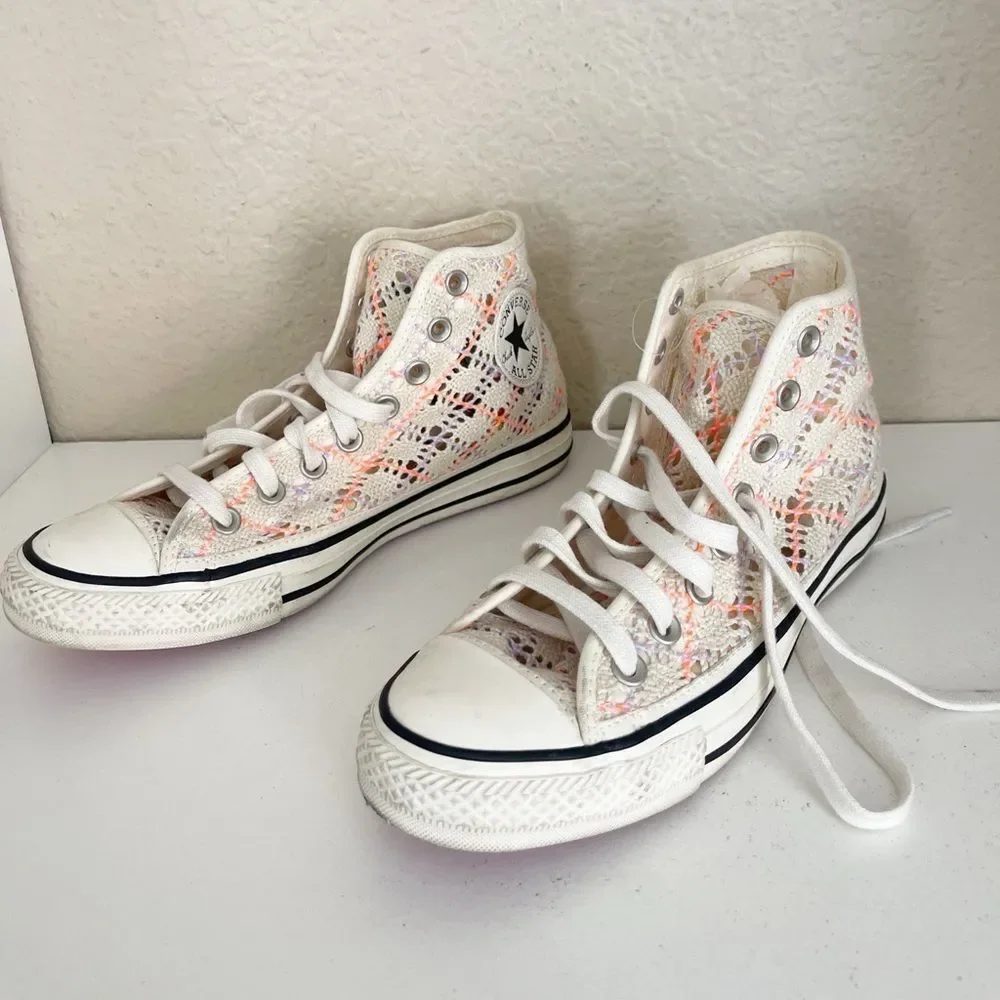 Converse Boho Crochet Hightop Women's Chuck Taylor All Star' cream pink lavender - Picture 5 of 12